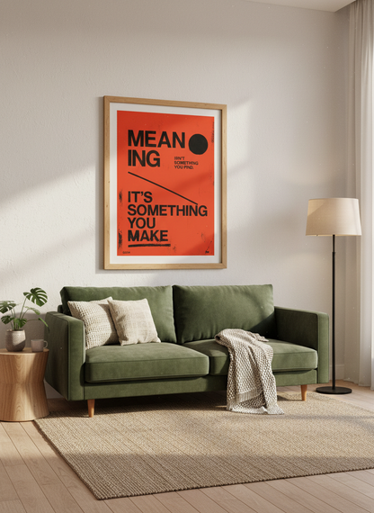 Meaning Quote Wall Art | Red Black Typographic Poster Print | Office Decor, Gift