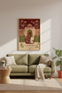 Jaipur India Cat Wall Art | Floral Mughal Folk Poster, Living Room Decor