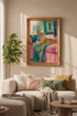 Leopard Wall Art | Colorful Abstract Tropical Living Room Decor