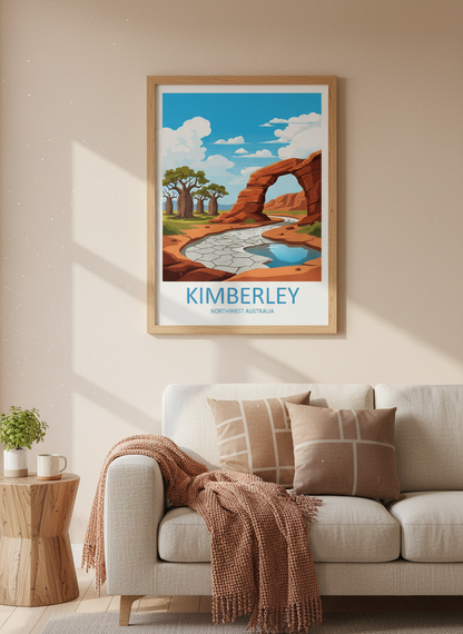 Kimberley Australia Travel Poster | Outback Boab Tree Art, Nature Wall Decor
