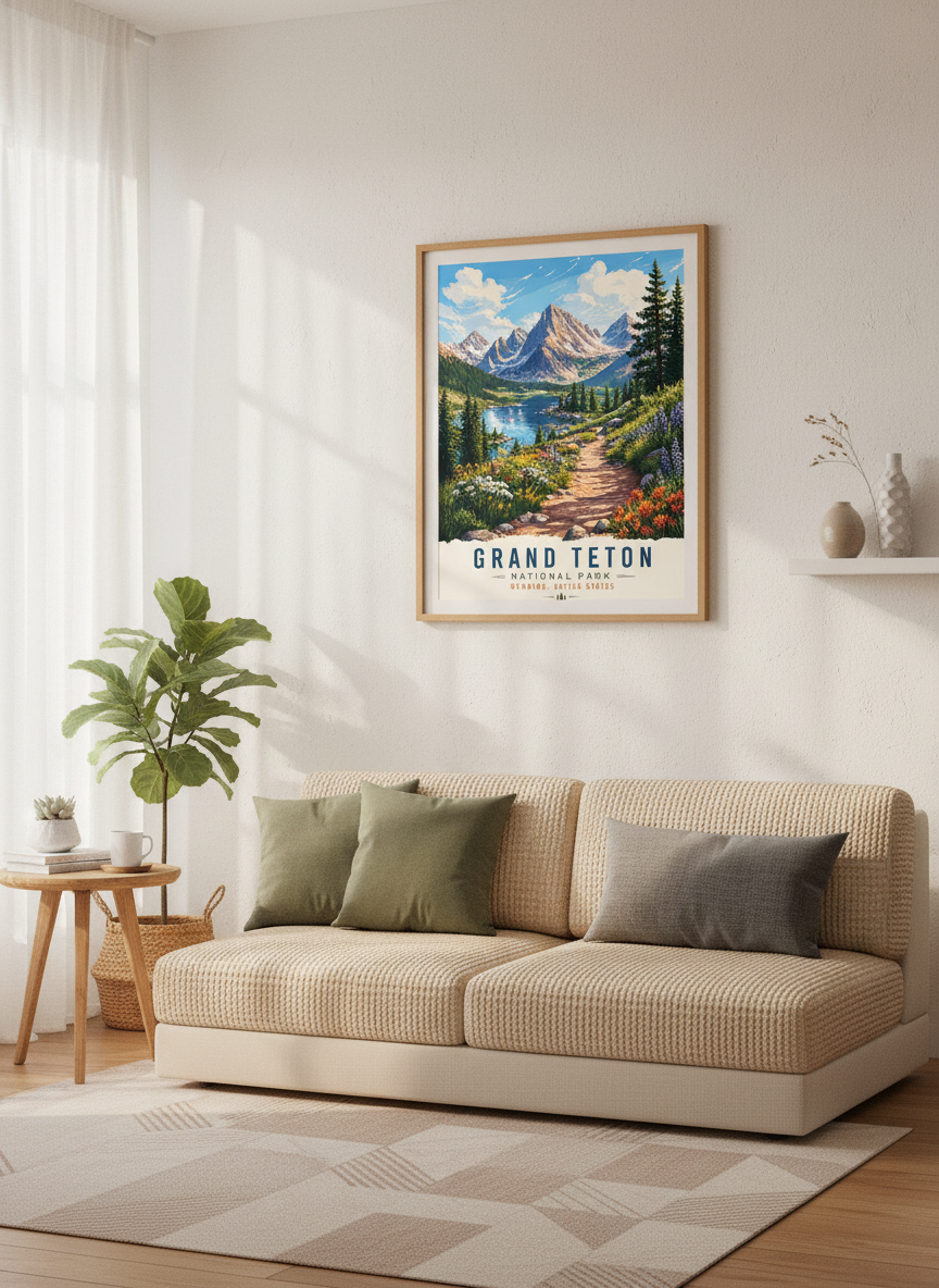 Grand Teton National Park Art Print | Mountain Landscape Decor | Nature Poster