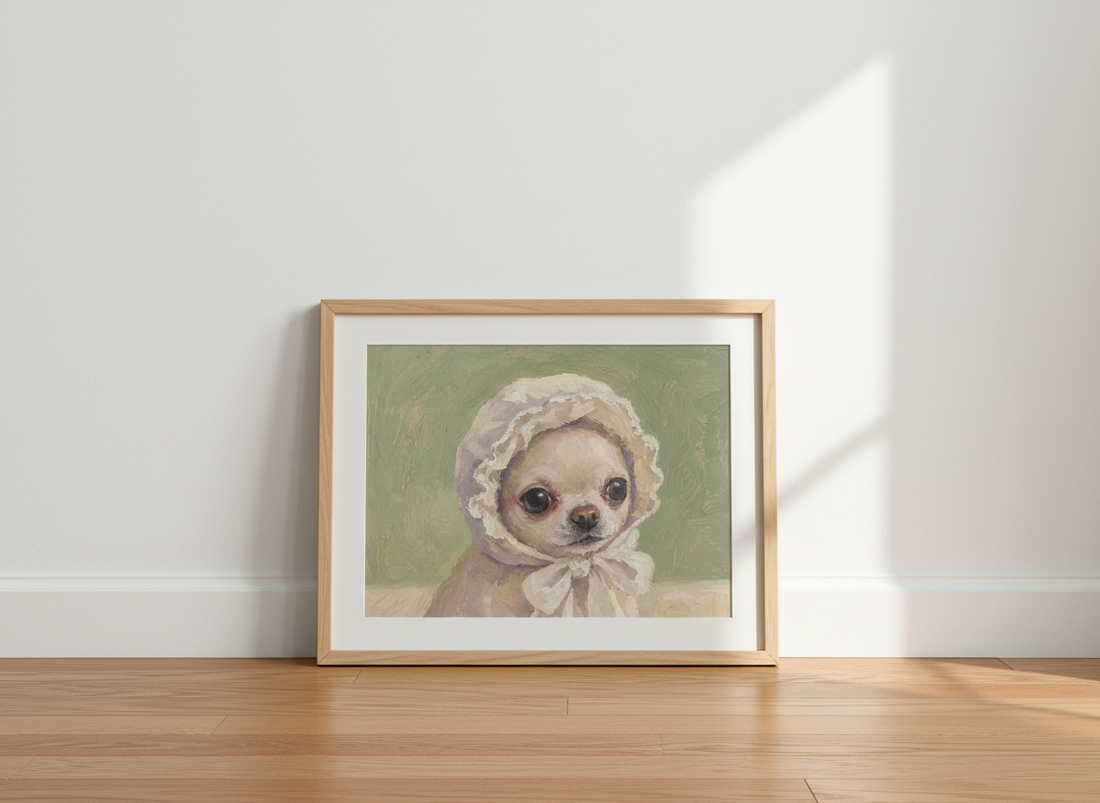 Chihuahua Puppy Portrait Wall Art | Nursery Decor | Vintage Cottagecore Dog Poster Print | Pet Lover Gift | Digital Download