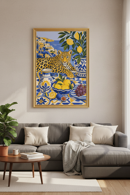 Mediterranean poster | Leopard &amp; Lemon Still Life Kitchen Decor