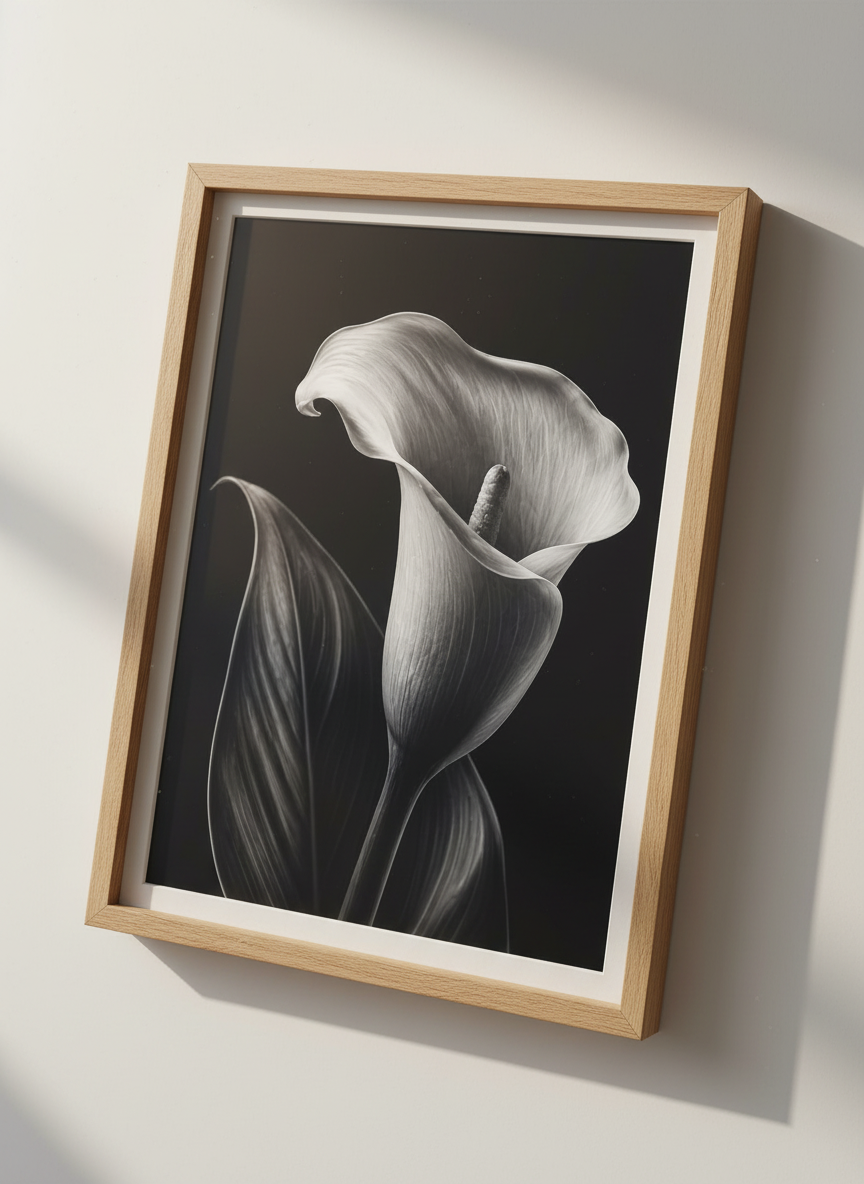Minimalist Black &amp; White Calla Lily Wall Art Print | Bedroom Decor | Modern Aesthetic Flower Poster Print
