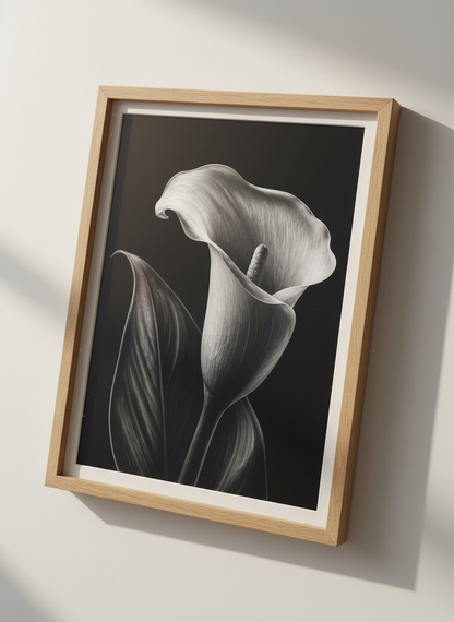 Minimalist Black &amp; White Calla Lily Wall Art Print | Bedroom Decor | Modern Aesthetic Flower Poster Print