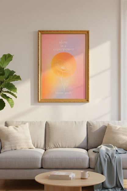 slow living wall art | minimalist pastel botanical, bedroom decor