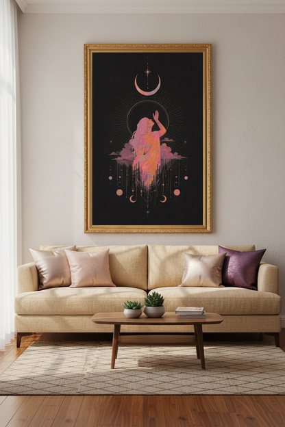 celestial wall art | Mystic Pink Gold, Bedroom Decor