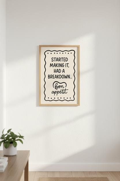 Funny Kitchen Quote Wall Art Print | Dining Room Decor | Humorous Cooking Poster | Chef Gift Idea | Bon Appetit Print