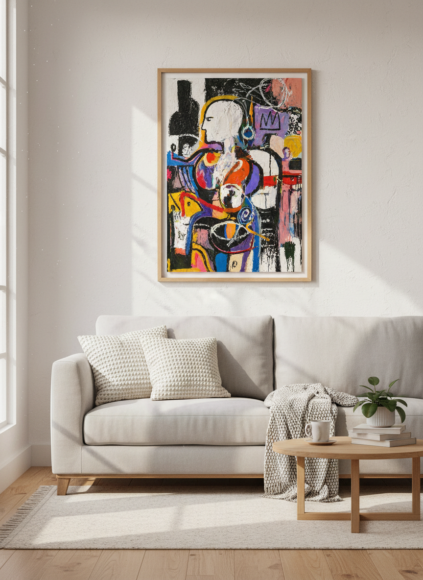 Abstract Figure Wall Art Print | Bold Colors Home Decor | Modern Gallery Poster