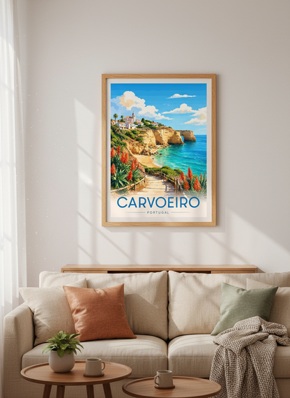Carvoeiro Portugal Travel Poster | Algarve Coastal Wall Art | Mediterranean Decor