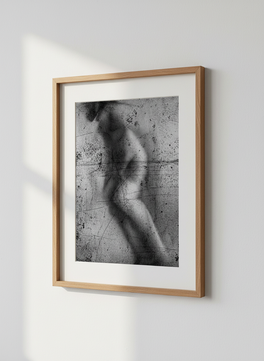 Abstract Nude Figure Wall Art Print | Bedroom Decor | Grunge Aesthetic Poster | Black and White Art | Sensual Body Art