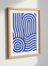 Abstract Wavy Blue & White Striped Wall Art Print | Modern Living Room Decor | Geometric Poster | Mid-Century Aesthetic