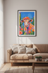 colorful cow print | Whimsical Floral Farmhouse Livingroom Poster