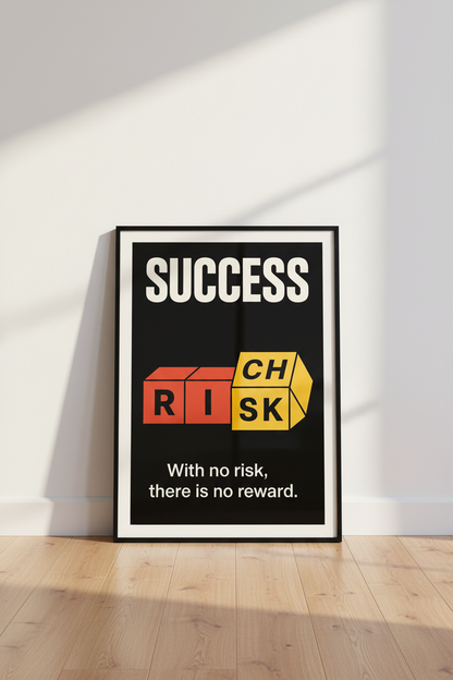 Motivational Risk Success Wall Art Print | Office Home Decor | Bold Modern Inspirational Poster | Entrepreneur Gift