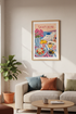 Santorini Greece Travel Art Print | Mediterranean Food Poster | Coastal Kitchen Decor