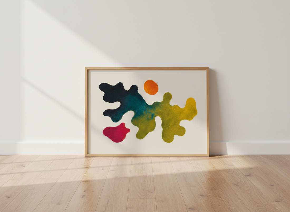 Abstract Organic Shapes Wall Art Print | Mid Century Modern Decor | Colorful Blob Poster | Minimalist Living Room Art | Digital