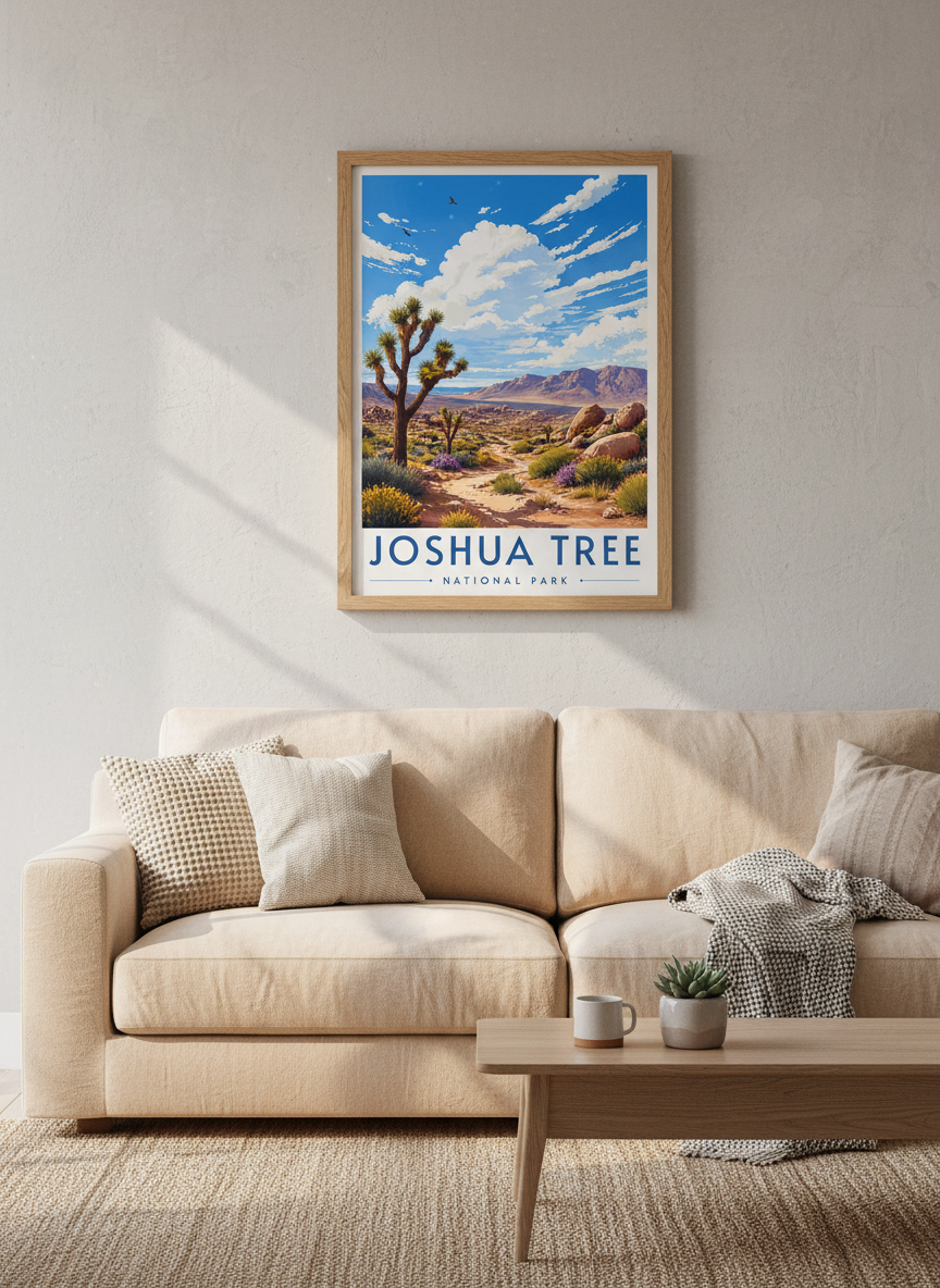 Joshua Tree National Park Wall Art | Desert Landscape Print | Vintage Nature Poster