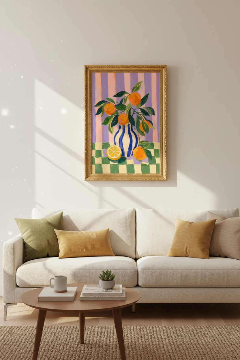 citrus wall print | Modern Striped Vase, Kitchen Decor