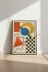 Retro Geometric Abstract Wall Art Print | Mid Century Modern Decor | Bauhaus Style Poster | Office Playroom Living Room Wall Decor