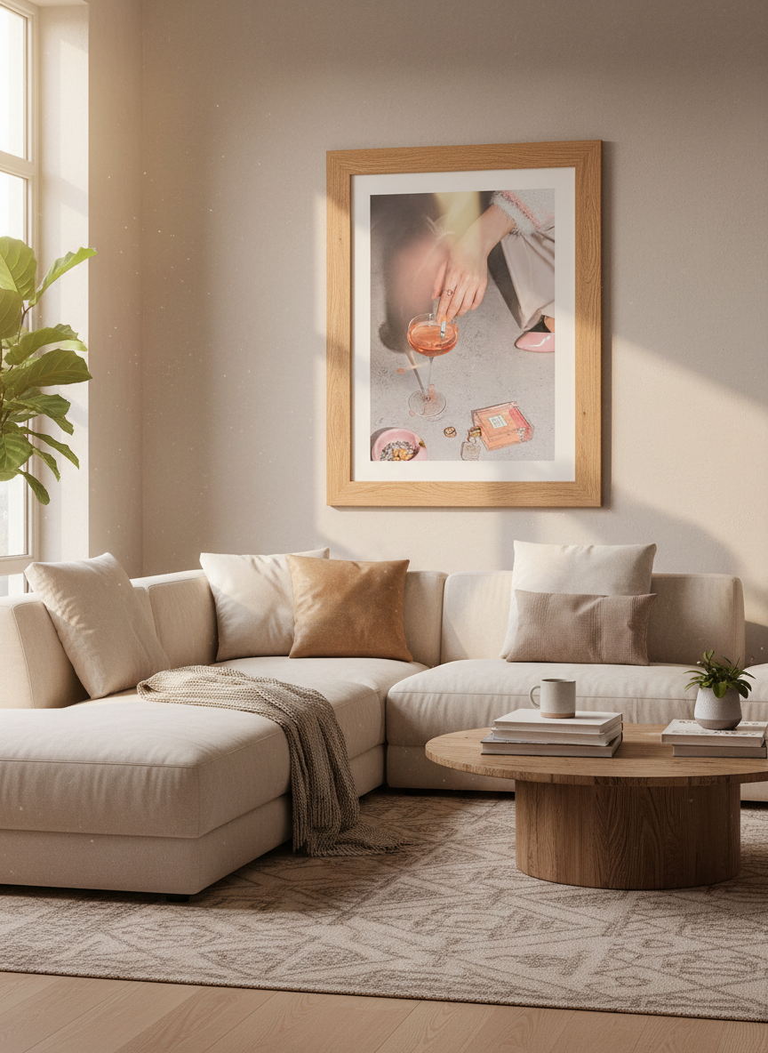 Chic Champagne &amp; Cigarette Wall Art Print | Trendy Bar Cart Decor | Aesthetic Poster