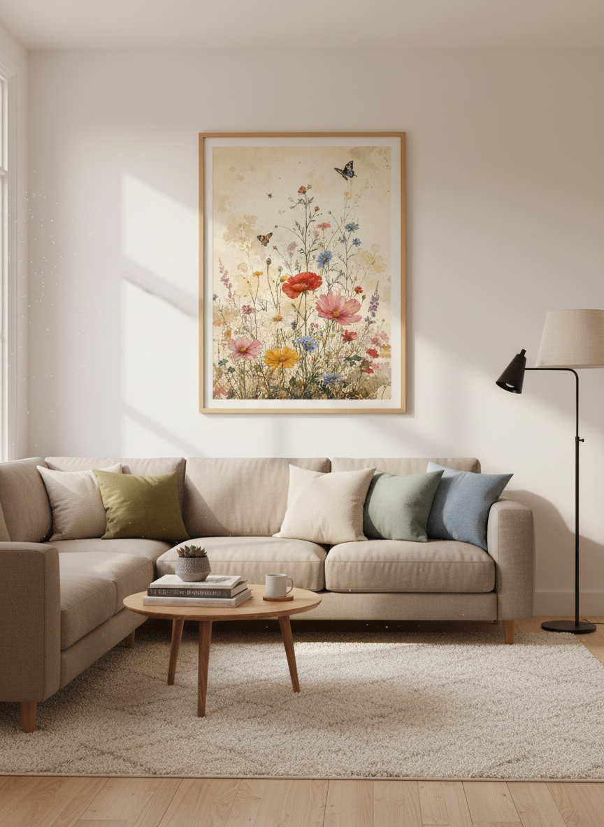 Vintage Wildflower Meadow Wall Art | Floral Botanical Poster, Cottagecore Room Decor