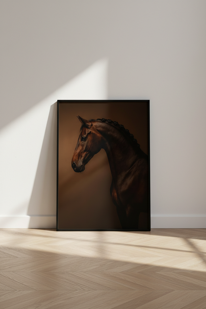 Minimalist Horse Wall Art Print | Equine Bedroom Decor | Rustic Farmhouse Poster | Dark Academia Living Room Wall Hanging