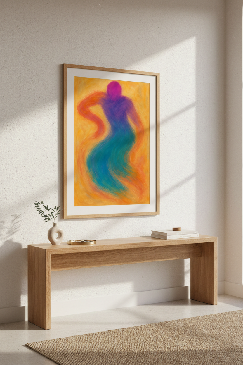 Abstract Figure Wall Art Print | Vibrant Living Room Decor | Modern Aesthetic Framed Poster | Ready To Hang Art