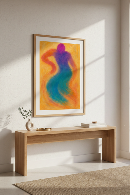 Abstract Figure Wall Art Print | Vibrant Living Room Decor | Modern Aesthetic Framed Poster | Ready To Hang Art