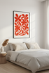 Abstract Floral Wall Art Print | Bold Red Petal Decor | Framed Botanical Poster | Living Room Aesthetic Wall Art