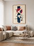 Japanese Crane Wall Art | Minimalist Red Sun Poster, Zen Bedroom Decor