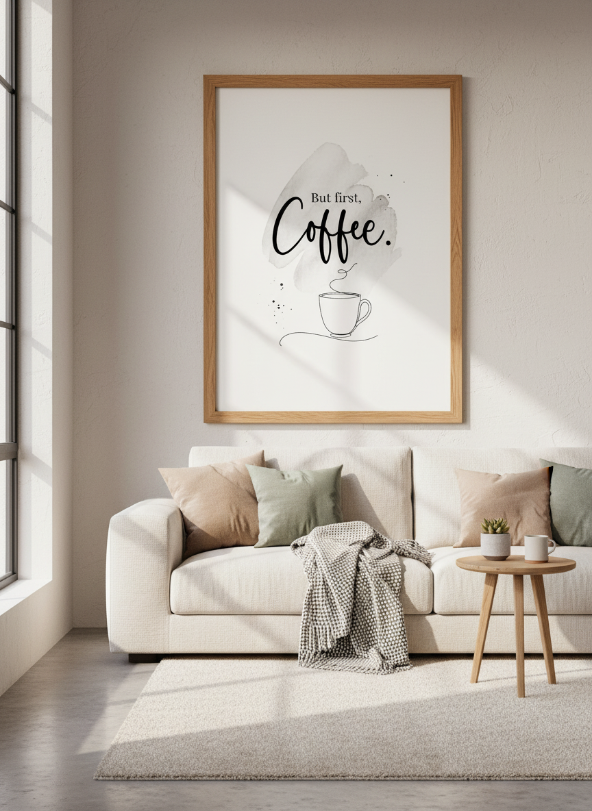 But First, Coffee Wall Art | Kitchen Decor, Cafe Print, Minimalist Coffee Lover Gift