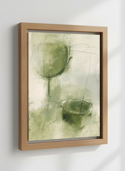 Abstract Olive Green Wall Art Print | Minimalist Living Room Decor | Organic Modern Aesthetic Poster | Neutral Abstract Painting