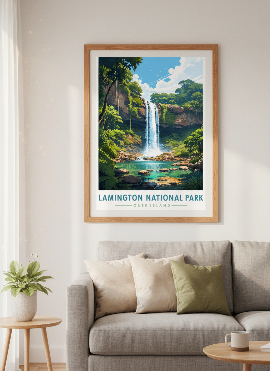 Lamington National Park Wall Art | Queensland Nature Travel Poster, Rainforest Decor