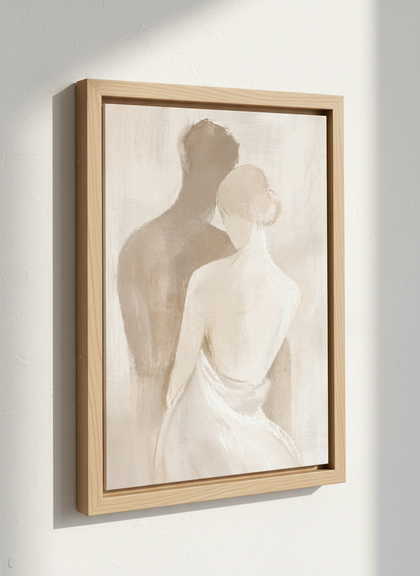 Abstract Couple Wall Art Print | Modern Bedroom Decor | Neutral Aesthetic Love Poster | Framed Unframed Digital Download