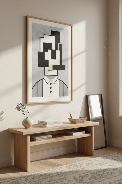 Abstract Art Deco Man Framed Wall Art | Retro Living Room Decor | Geometric Minimalist Poster Print