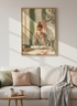 Woman Reading & Coffee Art | Earthy Green Pink Canvas Print, Cozy Bedroom Decor