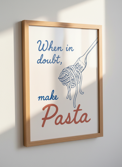 Retro Pasta Wall Art Print | Funny Kitchen Decor | Italian Food Poster | Dining Room Art | Foodie Gift | Unframed, Framed &amp; Digital