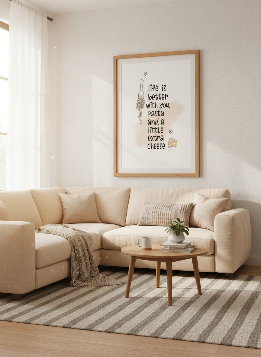 Pasta Quote Art | Kitchen Decor, Foodie Gift, Funny Love Pun Poster