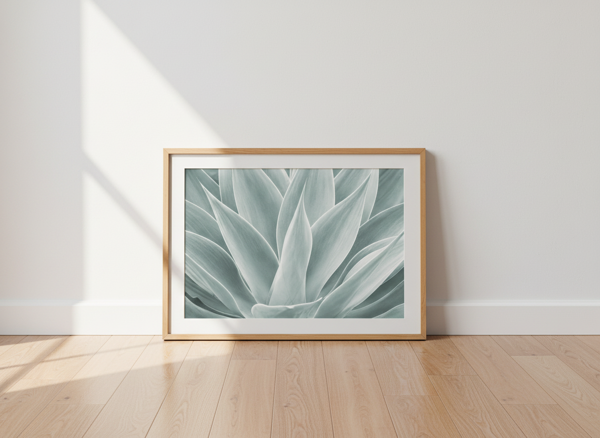 Abstract Botanical Wall Art Print | Minimalist Living Room Decor | Light Green Agave Leaf Poster | Modern Nature Gallery Wall