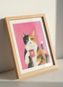 Cute Cat Coffee Watercolor Wall Art Print | Kitchen Decor | Whimsical Pet Lover Poster | Unframed Framed Digital