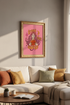 psychedelic sun art | retro pink orange boho, bedroom decor