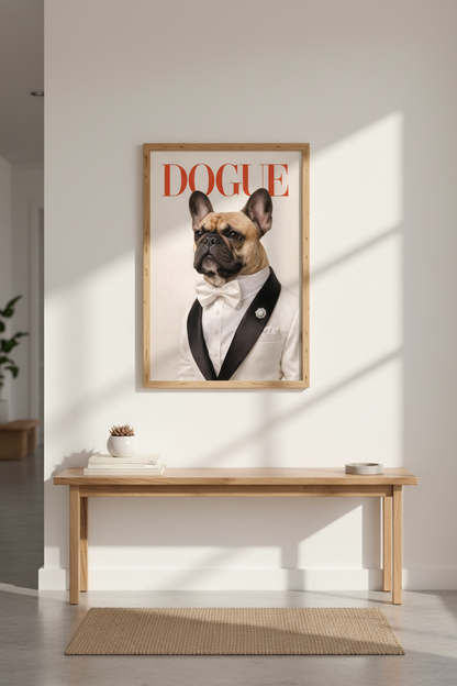 Humorous French Bulldog Art Print | Funny Dog Poster | Dogue Magazine Cover | Pet Lover Gift | Modern Home Decor