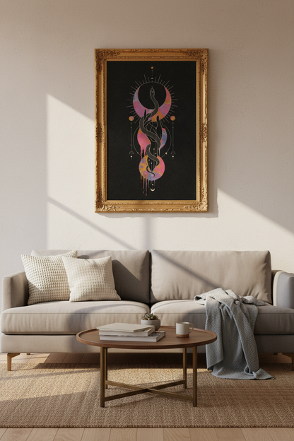 mystic snake poster | celestial noir, bedroom decor