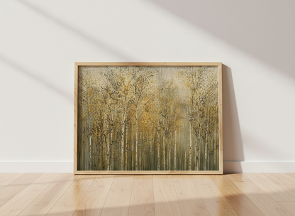 Abstract Birch Trees Wall Art Print | Woodland Forest Decor | Modern Landscape Poster