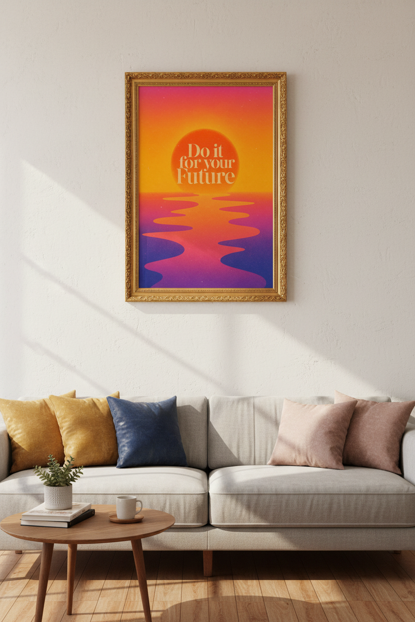 motivational poster | Retro Sunset Gradient, Office Decor