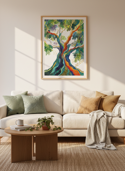 Rainbow Tree of Life Wall Art | Colorful Botanical Print | Modern Boho Decor