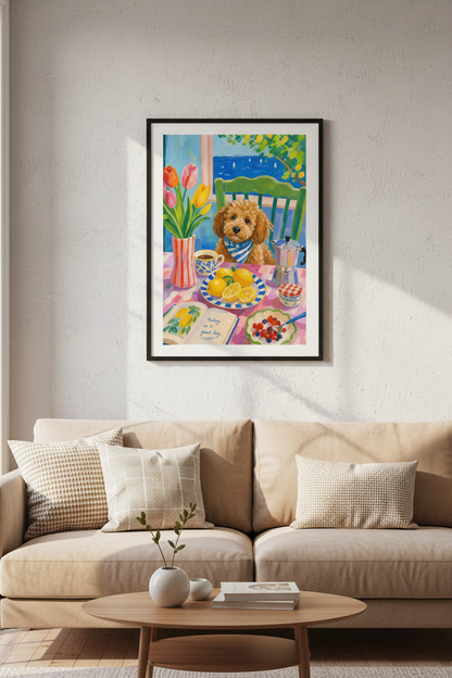 Coastal Kitchen Art | Vibrant Lemon Tulip Dining Decor