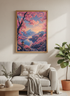 Japanese Cherry Blossom Mount Fuji Wall Art Print | Bedroom Decor | Pastel Zen Poster