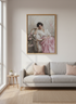 Impressionist Reading Woman Wall Art | Pink Floral Oil Painting, Bedroom Decor Poster