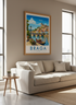 Braga Portugal Travel Poster | Vibrant Riverside Landscape Wall Art, Home Decor